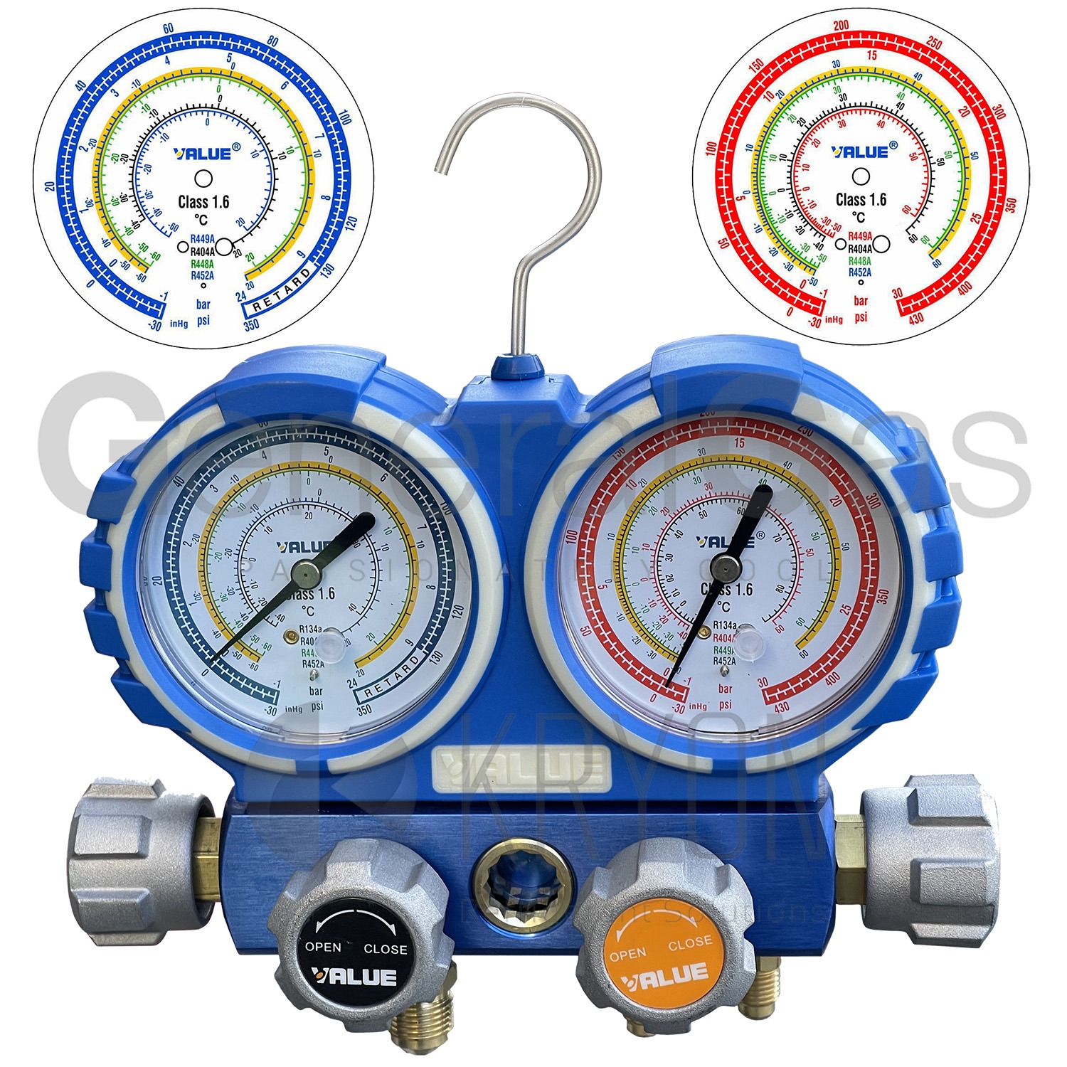 Gruppo Manometrico analogico 4 vie manometri diam. 80mm - per Refrigerazione (R404A R448A R449A R452A) in valigetta