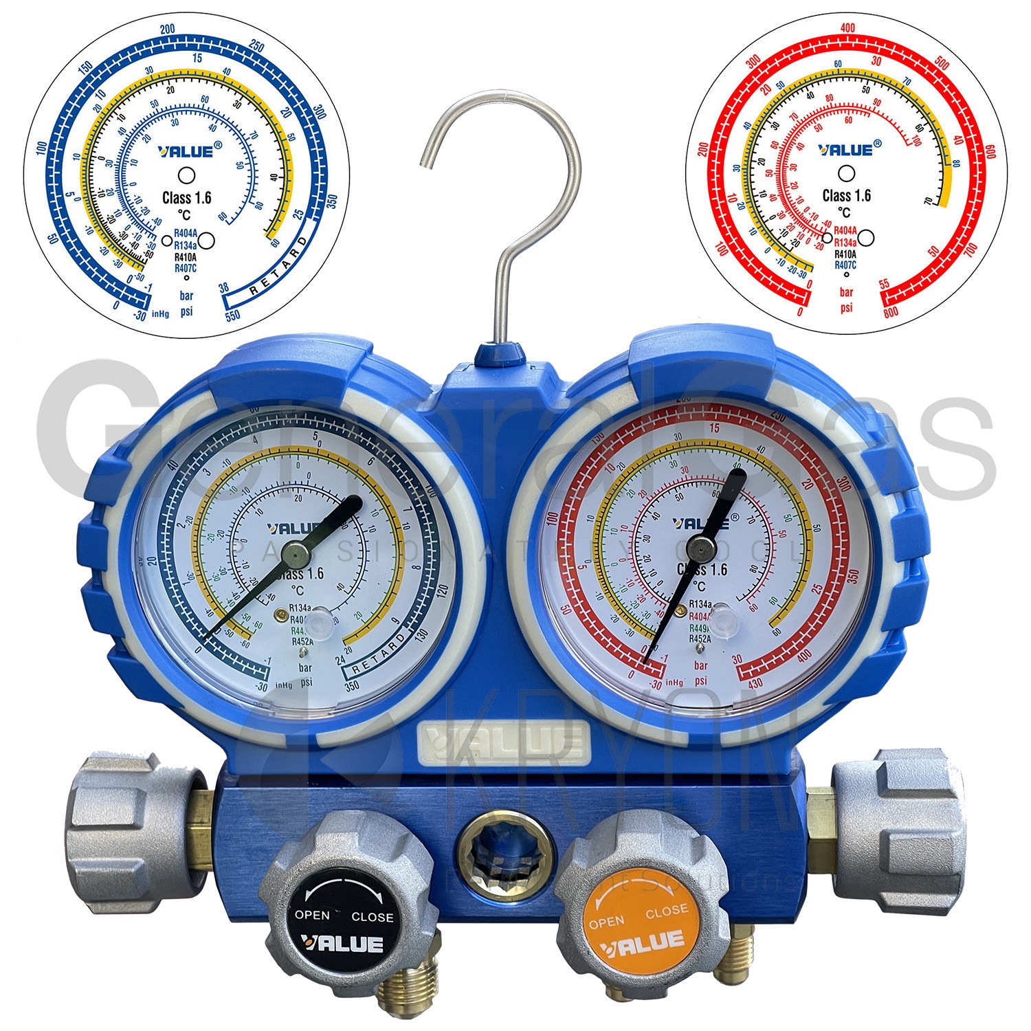 Gruppo Manometrico analogico 4 vie manometri diam. 80mm - per A/C (R32 R410A R407C R134A) in valigetta