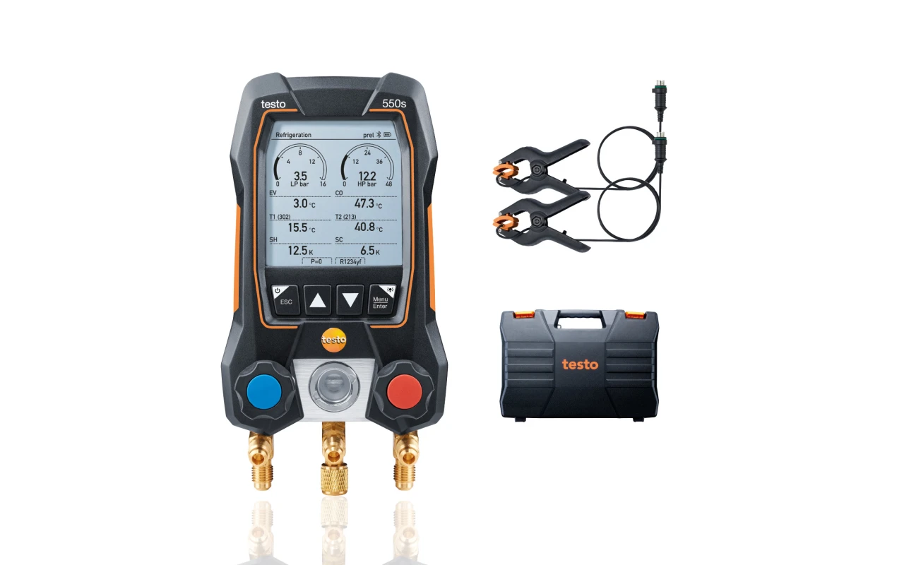 testo 550s Smart Kit - Gruppo manometrico digitale smart con blocco valvole a 2 vie