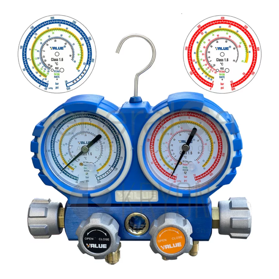 VALUE Gruppo manometrico 4 vie (R134a, R404A, R410A, R407C)