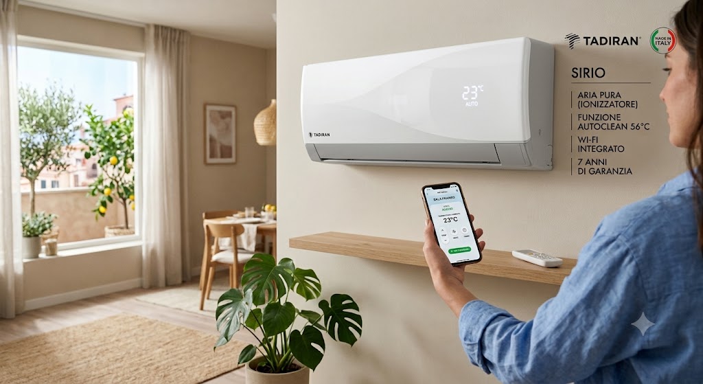 TADIRAN SIRIO Climatizzatore Monosplit 35-R32 12000 btu Inverter Wi-Fi Classe A++